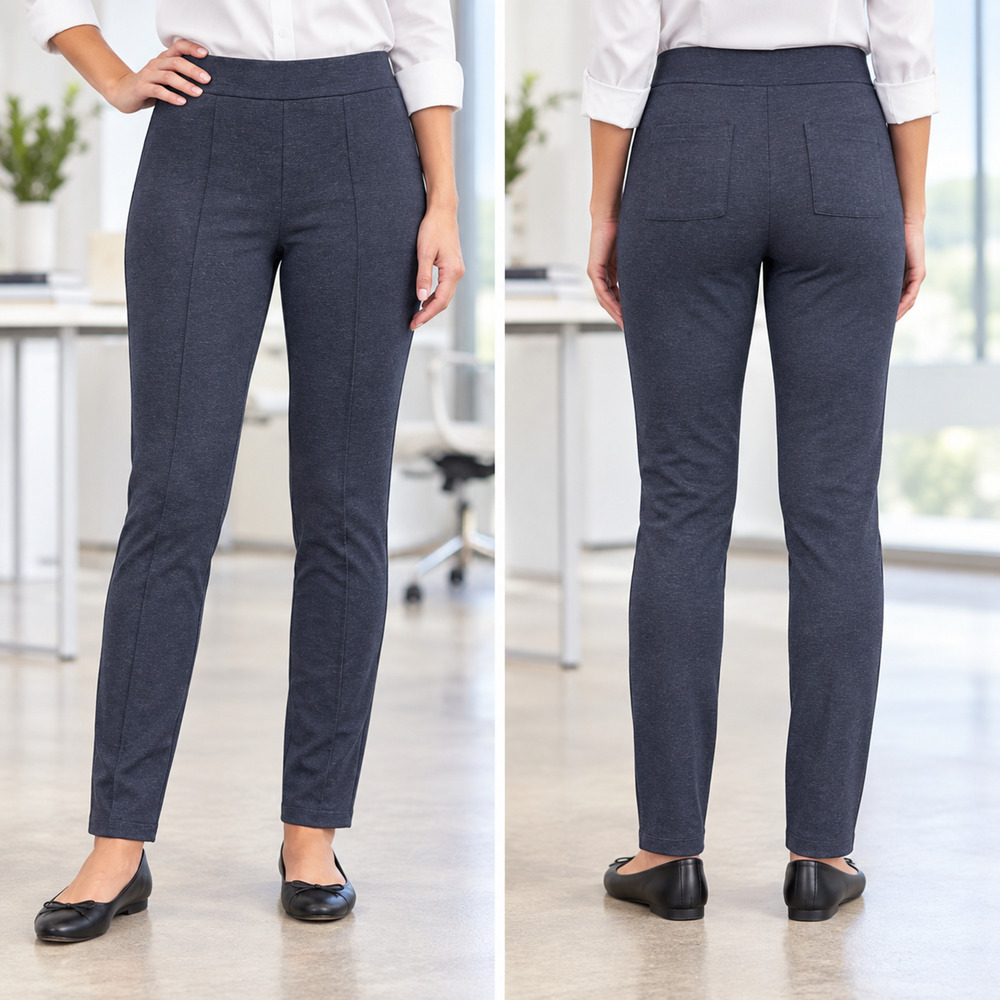 Style &Co Women S Navy Ponte Leggings Pull On Pintuck Pockets NWT Quiet Elegance